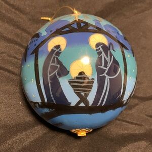Pier 1 Imports Blue and Gold Christmas Ornament